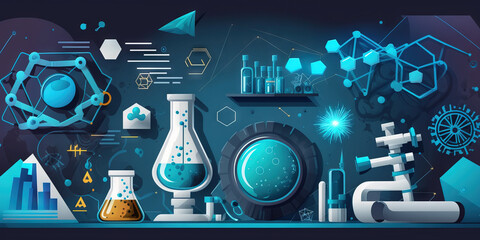 Science blue background. Generative AI
