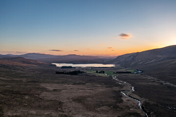 Aerial view of Lough Barra at sunset - County Donegal, Ireland.