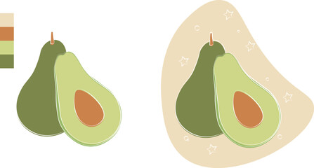 Vector avocado aesthetic illustration. Healthy lifestyle insiration