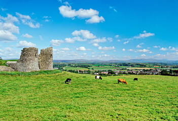 Harry Avery’s Castle above the Strule valley S.W. of Newtownstewart, Co. Tyrone, Ireland. 14th century Gaelic stone stronghold - obrazy, fototapety, plakaty