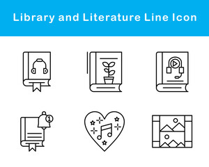 Library And Literature Vector Icon Set