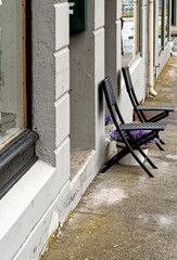 View of a downtown street in Alesund, Norway