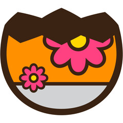 Half Chocolate Easter Egg with Flower Color Icon