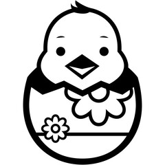 Fototapeta premium Cute Chick Inside a Hatched Easter Egg