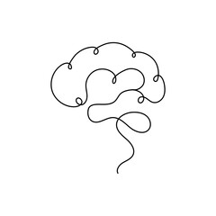 One line brain design silhouette.Logo design. Hand drawn minimalism style. Vector illustration