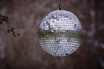 mirror ball on christmas tree