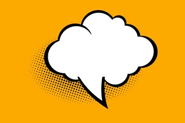 Comics speech bubble for text pop art design. White empty dialog cloud for text message halftone shadow. Comics sketch explosion elements comic book text style. Wow effect yellow cartoon