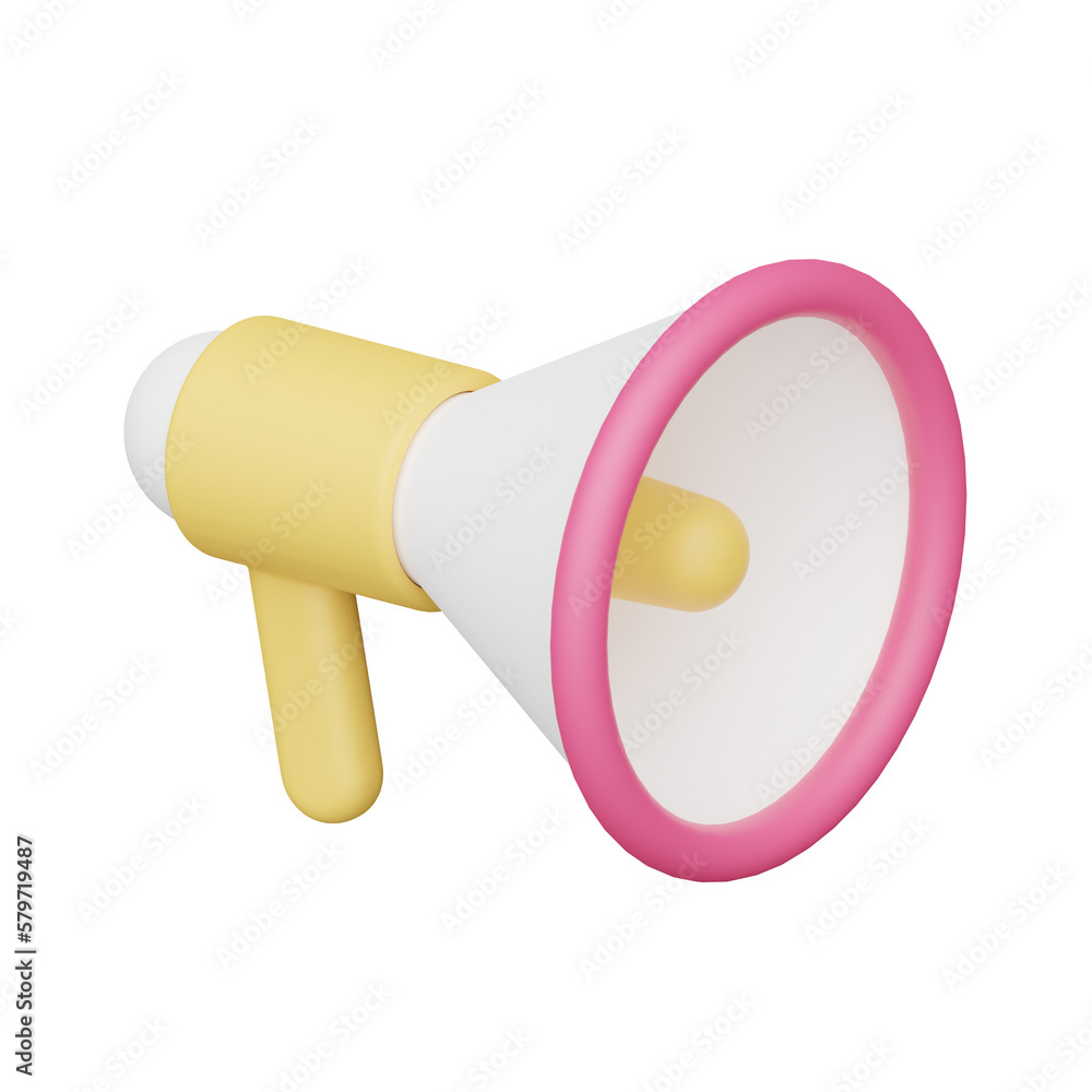 Poster megaphone 3d realistic object design vector icon illustration