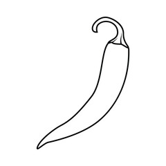 food, vegetables. black and white illustration (coloring book) of red chili pepper made by outline