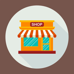 Shop icon on a white background. Flat design. Vector illustration