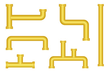 Set of metal gold pipe