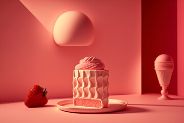 Single Color Cake. Minimalism. Generated by AI technology. 