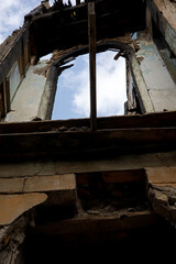 Fototapeta na wymiar old abandoned ruined wooden building 