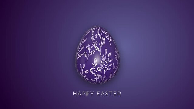Waving Easter egg with drawn patterns on a blue background. Happy Easter. Looped animation.