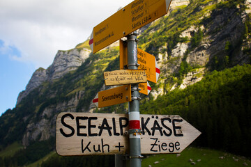 signpost in the mountains