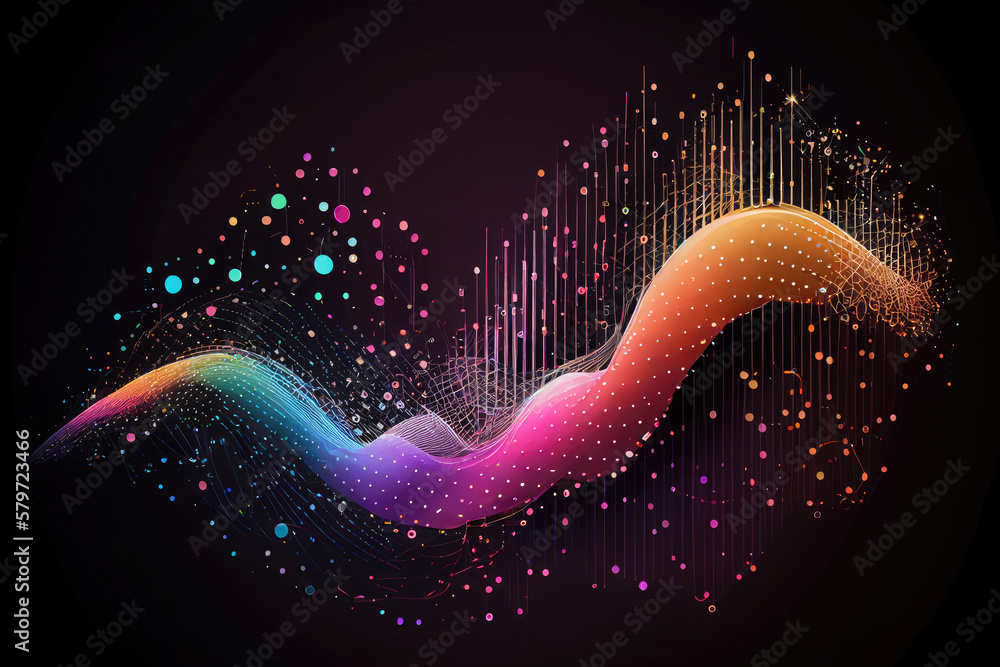 Poster technology background with connected colorful dots on abstract background. digital data and network 