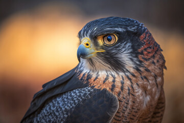 Falcon or eagle close-up. Isolated on blurred background. Stunning birds and animals in nature travel or wildlife photography made with Generative AI