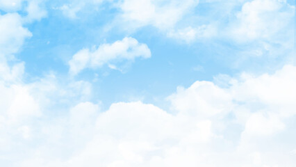 Naklejka na ściany i meble White cloud on blue sky. Picturesque view of blue sky with fluffy clouds. Vector illustrator