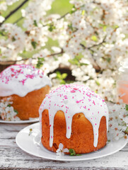 easter cake with icing and sprinkles