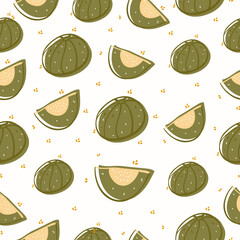   green melon fruit  seamless pattern design