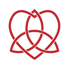 Celtic knot symbol with a heart shape on a white background