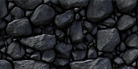 Texture de pierre, roche noire, agglomérée, concassée