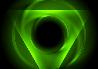 Hi-tech abstract futuristic background with glowing triangle and circle. Vector design
