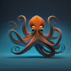 A simple octopus, plain background