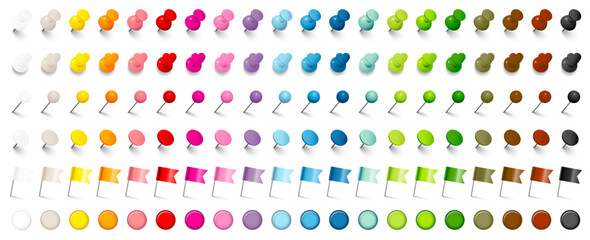 6 Verschiedene Pins Herzen Nadeln Fahnen Und Magnete 20 Bunte Farben Set - obrazy, fototapety, plakaty