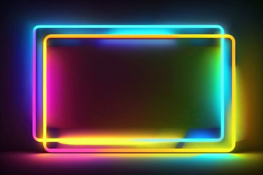 Colorful neon border or rectangle for banner design graphic resources with empty copy space for text.