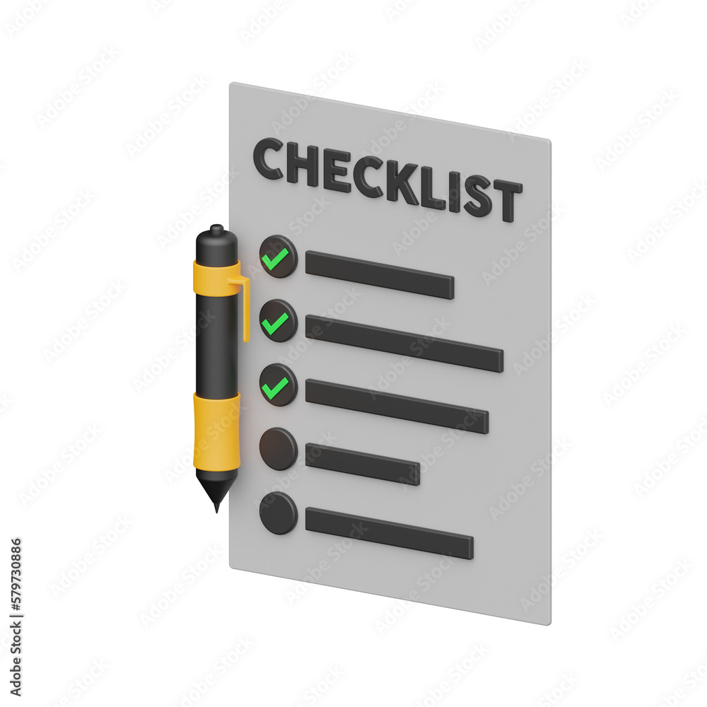 Poster checklist 3d realistic object design vector icon illustration