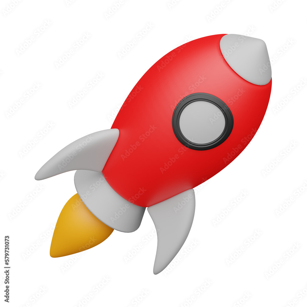 Poster rocket 3d realistic object design vector icon illustration