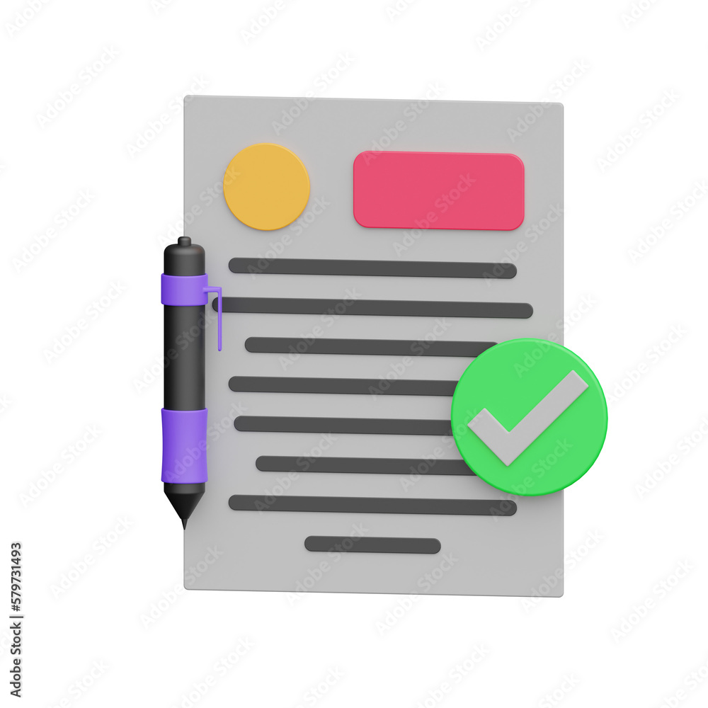 Poster checklist 3d realistic object design vector icon illustration
