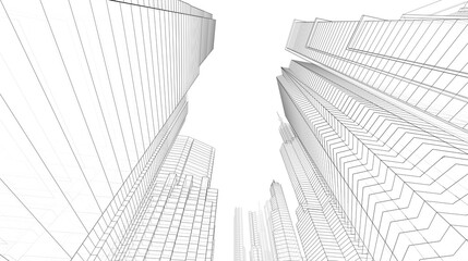 Fototapeta premium Skyscrapers in the city 3d rendering
