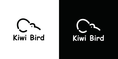 kiwi bird icon combination vector creative line illustration logo design 
