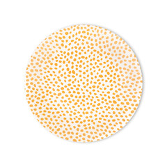 Orange dots ceramic plate isolated over white background