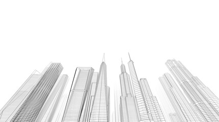 Naklejka premium Skyscrapers in the city 3d rendering