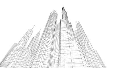 Fototapeta premium Skyscrapers in the city 3d rendering