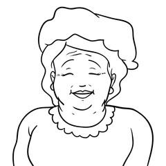 Older woman with elegant clothes in outlines for coloring, Vector illustration