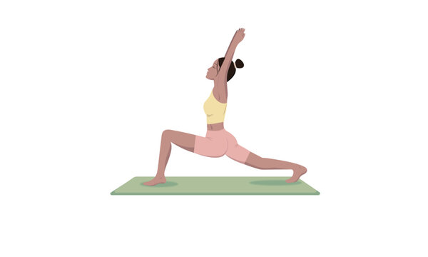 Woman in pastel colors standing in a pose and doing yoga