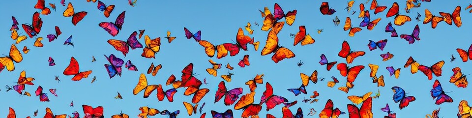 Fototapeta premium Colorful butterflies flittering in the air