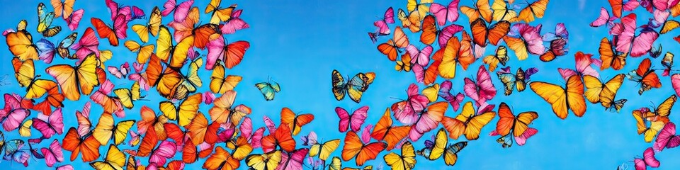 Obraz na płótnie Canvas Colorful butterflies flittering in the air