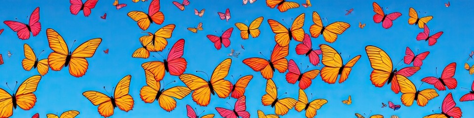 Fototapeta na wymiar Colorful butterflies flittering in the air