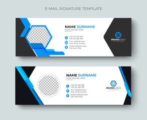 Minimal Clean and simple business email signature or email footer layout template. Modern and Professional business email signature design blue color.