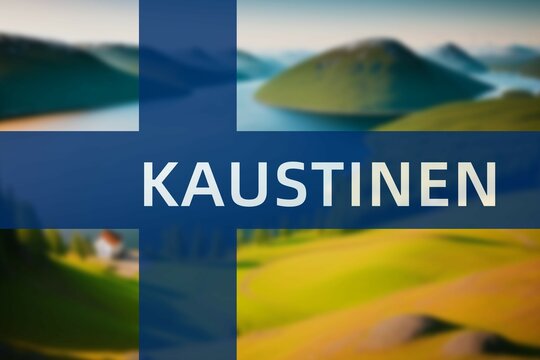 Kaustinen: Ortsname der finischen Stadt Kaustinen in der Region Keski-Pohjanmaa auf der finnischen Flagge
