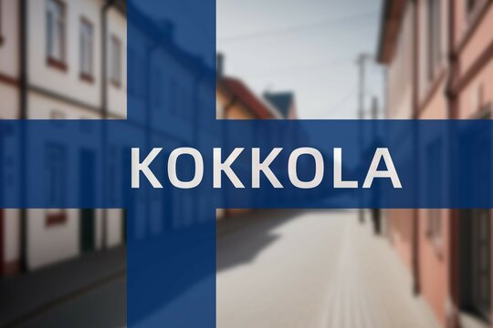 Kokkola: Ortsname der finischen Stadt Kokkola in der Region Keski-Pohjanmaa auf der finnischen Flagge