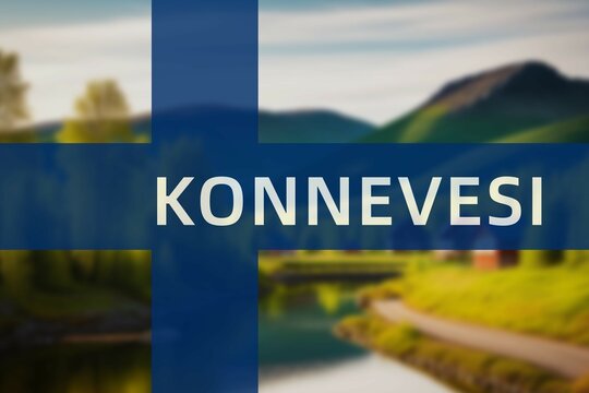 Konnevesi: Ortsname der finischen Stadt Konnevesi in der Region Keski-Suomi auf der finnischen Flagge