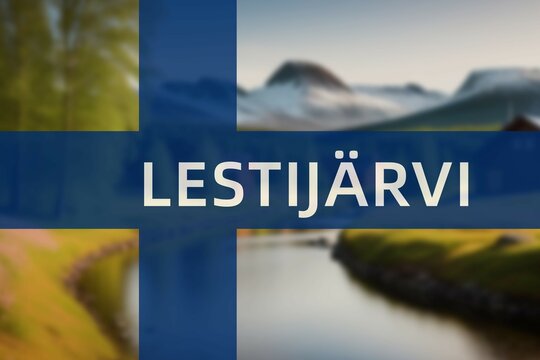 Lestijärvi: Ortsname der finischen Stadt Lestijärvi in der Region Keski-Pohjanmaa auf der finnischen Flagge