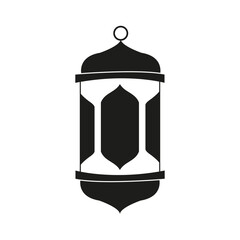 Ramadan lantern icon, black silhouette of Islamic lantern, Ramadan lantern vector illustration, Islamic lantern simple flat vector, lantern icon vector.