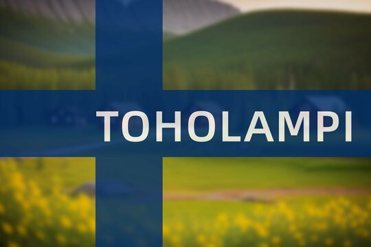 Toholampi: Ortsname der finischen Stadt Toholampi in der Region Keski-Pohjanmaa auf der finnischen Flagge